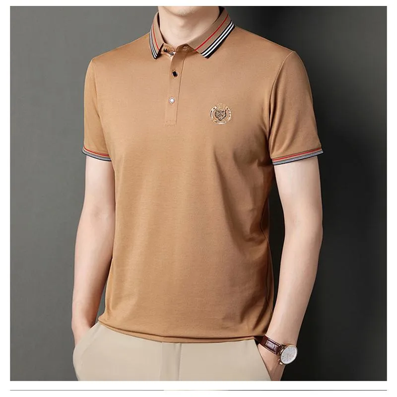 Premium Silk Cotton Casual Business Versatile Chic Short Sleeve Polo Shirt