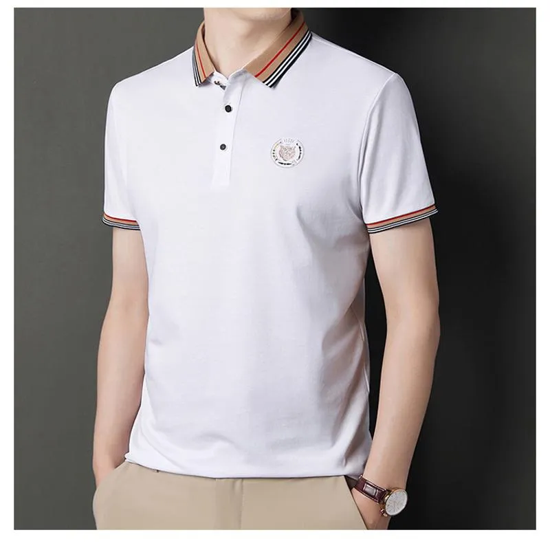 Premium Silk Cotton Casual Business Versatile Chic Short Sleeve Polo Shirt