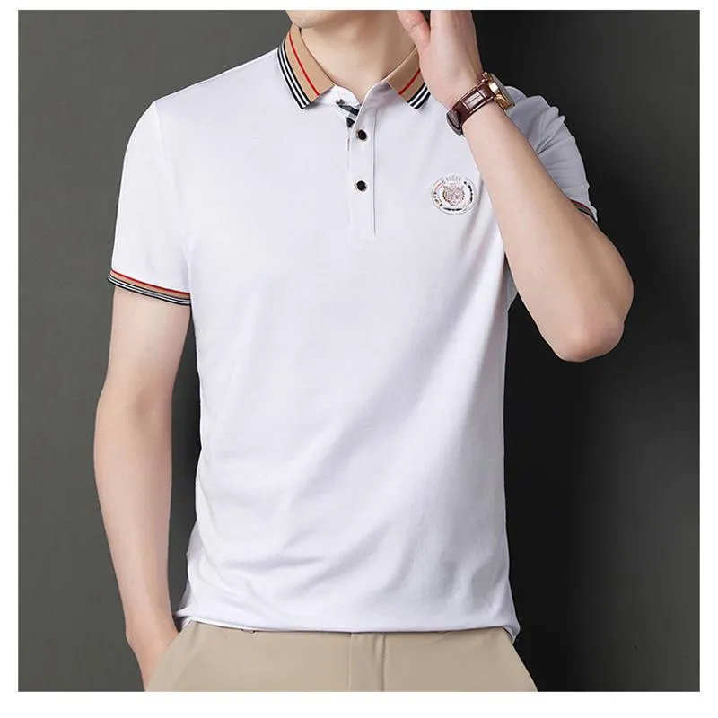 Premium Silk Cotton Casual Business Versatile Chic Short Sleeve Polo Shirt