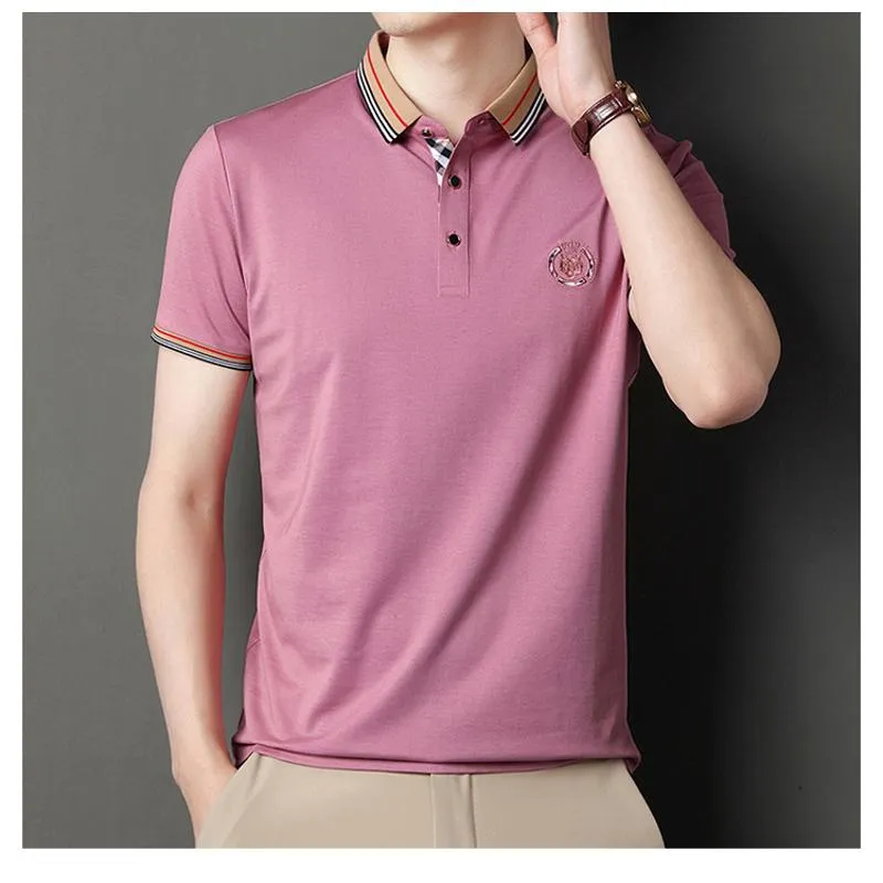 Premium Silk Cotton Casual Business Versatile Chic Short Sleeve Polo Shirt