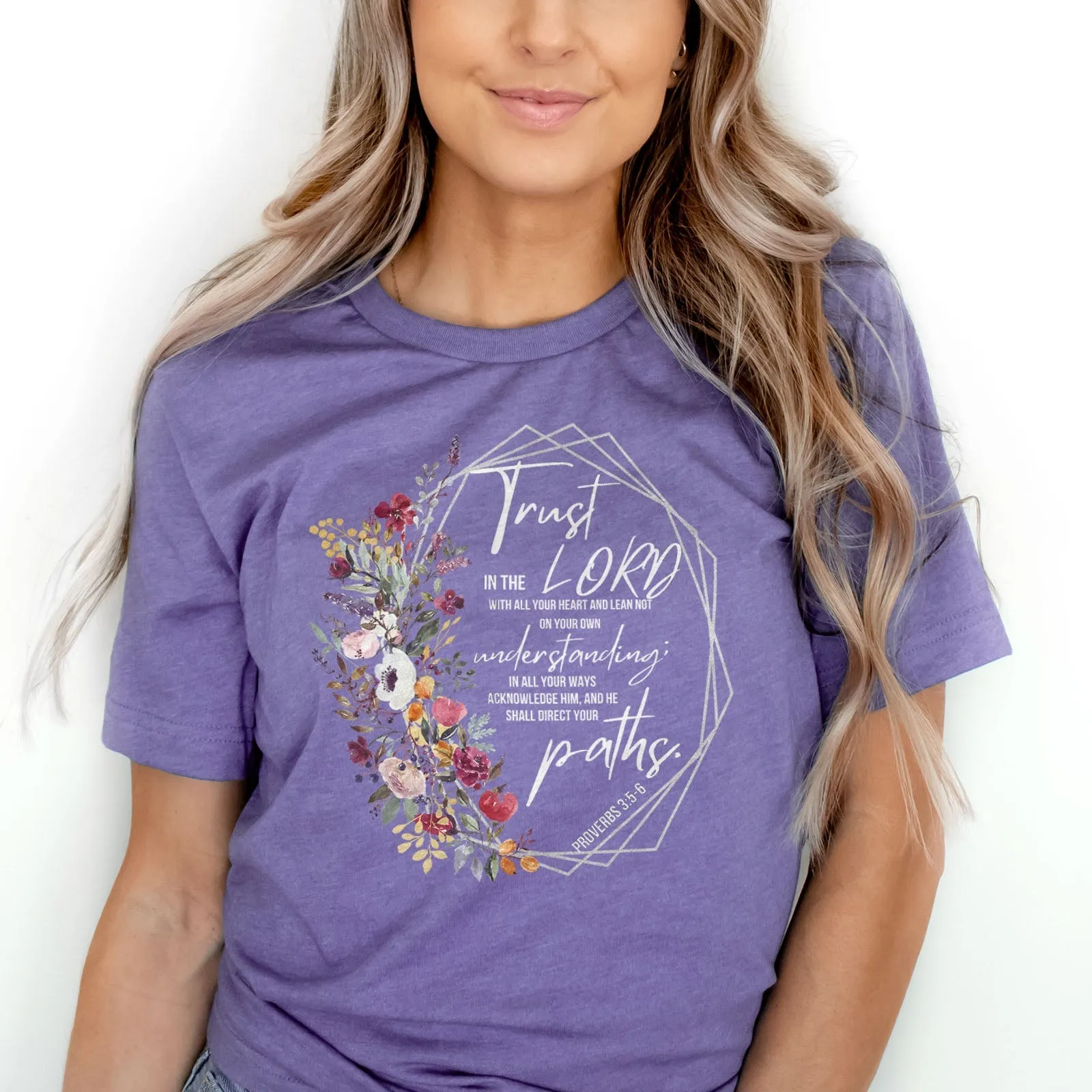 Proverbs 3:5-6 Floral Tee Shirts For Women - Christian Easter T Shirts