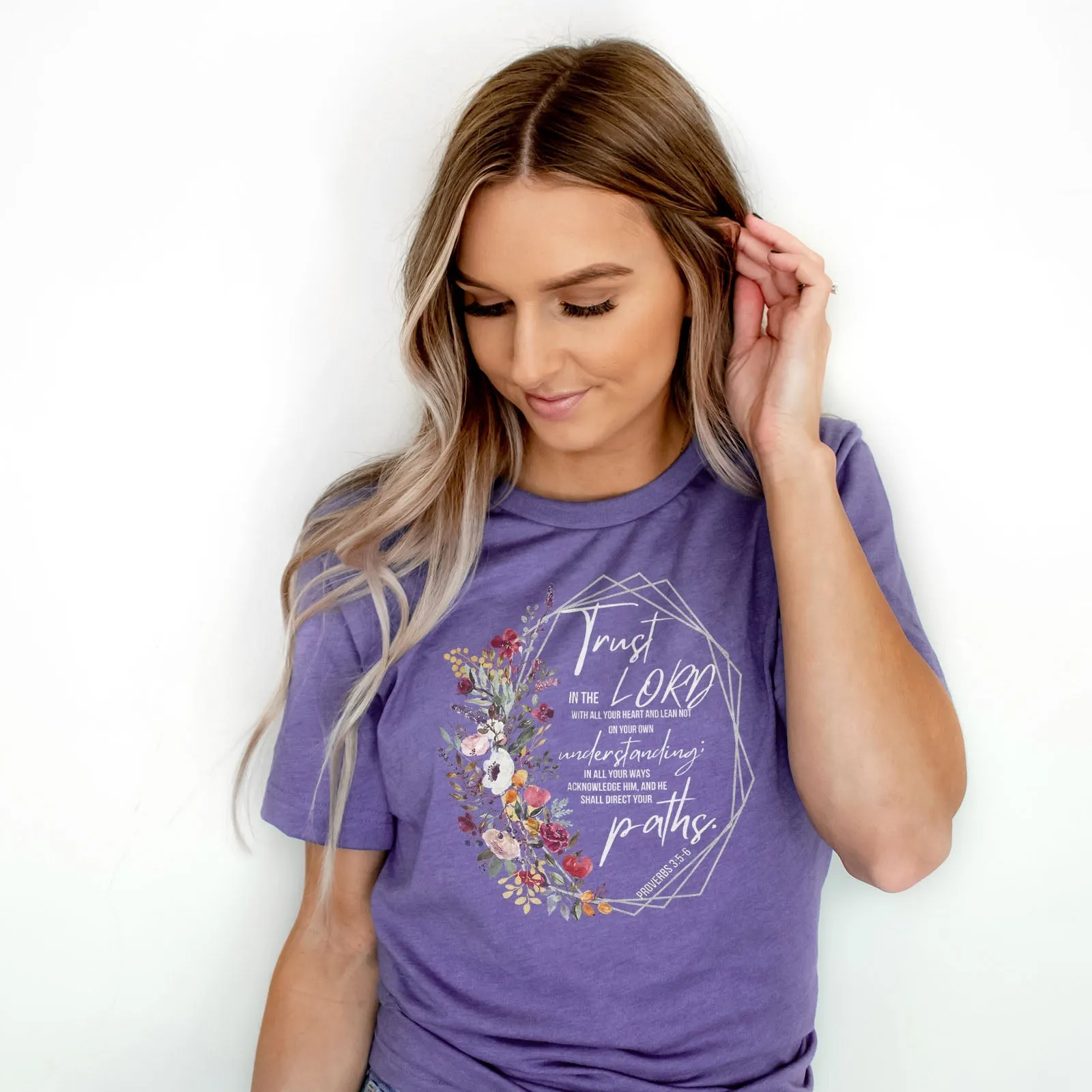 Proverbs 3:5-6 Floral Tee Shirts For Women - Christian Easter T Shirts