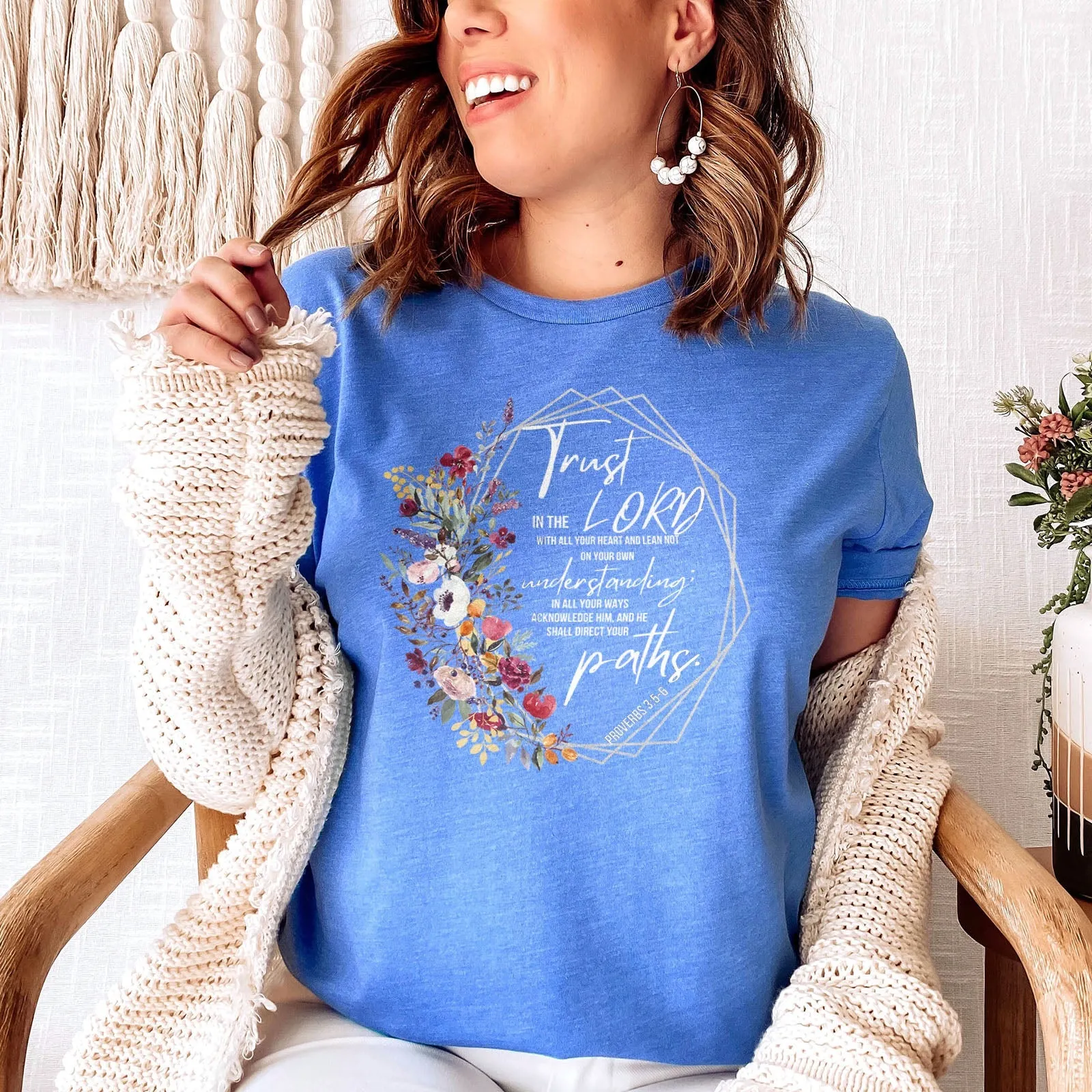 Proverbs 3:5-6 Floral Tee Shirts For Women - Christian Easter T Shirts