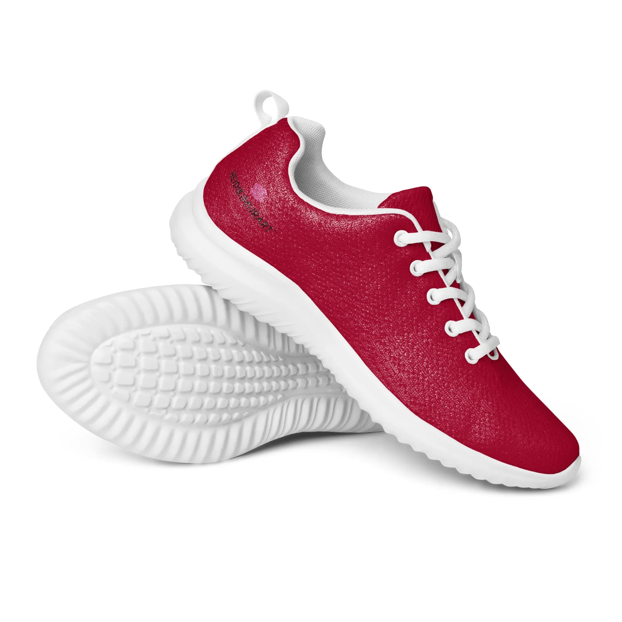 Red Color Men's Low Tops, Solid Color Modern Breathable Lightweight Men’s Athletic Shoes (US Size: 5-13)