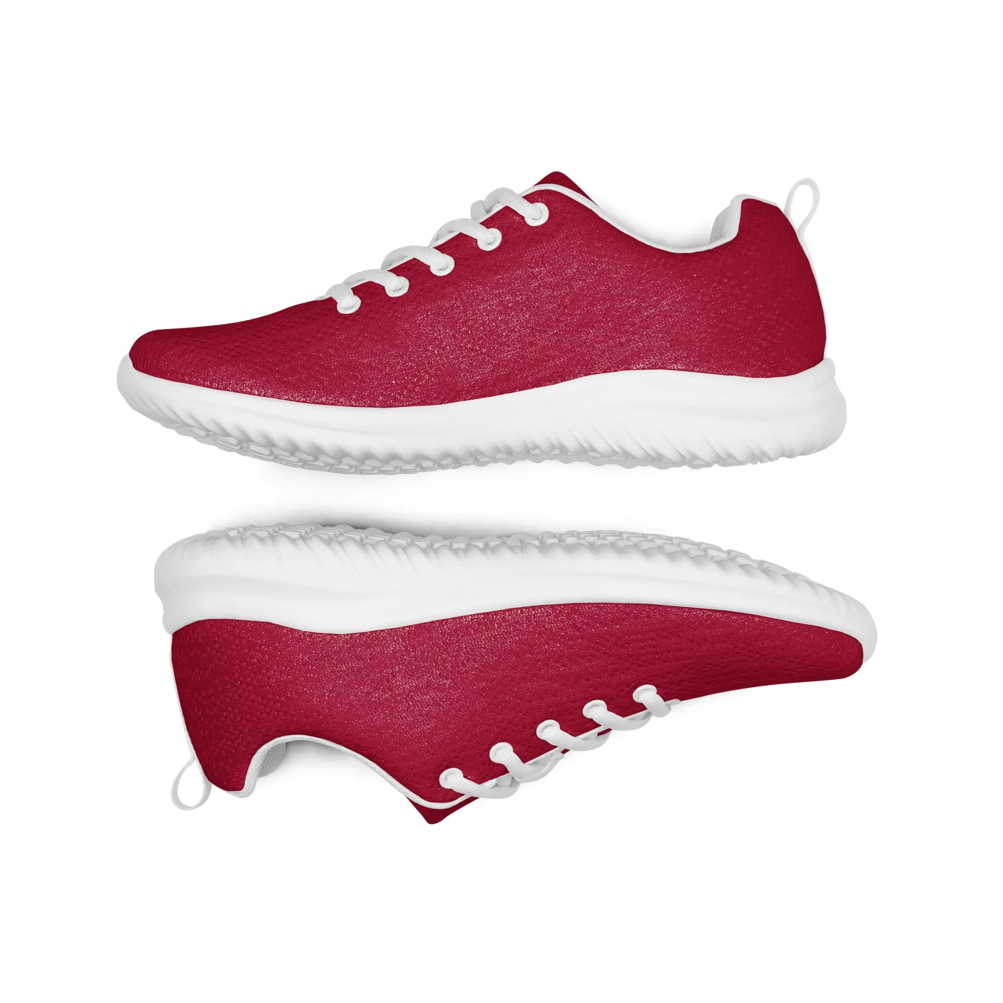 Red Color Men's Low Tops, Solid Color Modern Breathable Lightweight Men’s Athletic Shoes (US Size: 5-13)