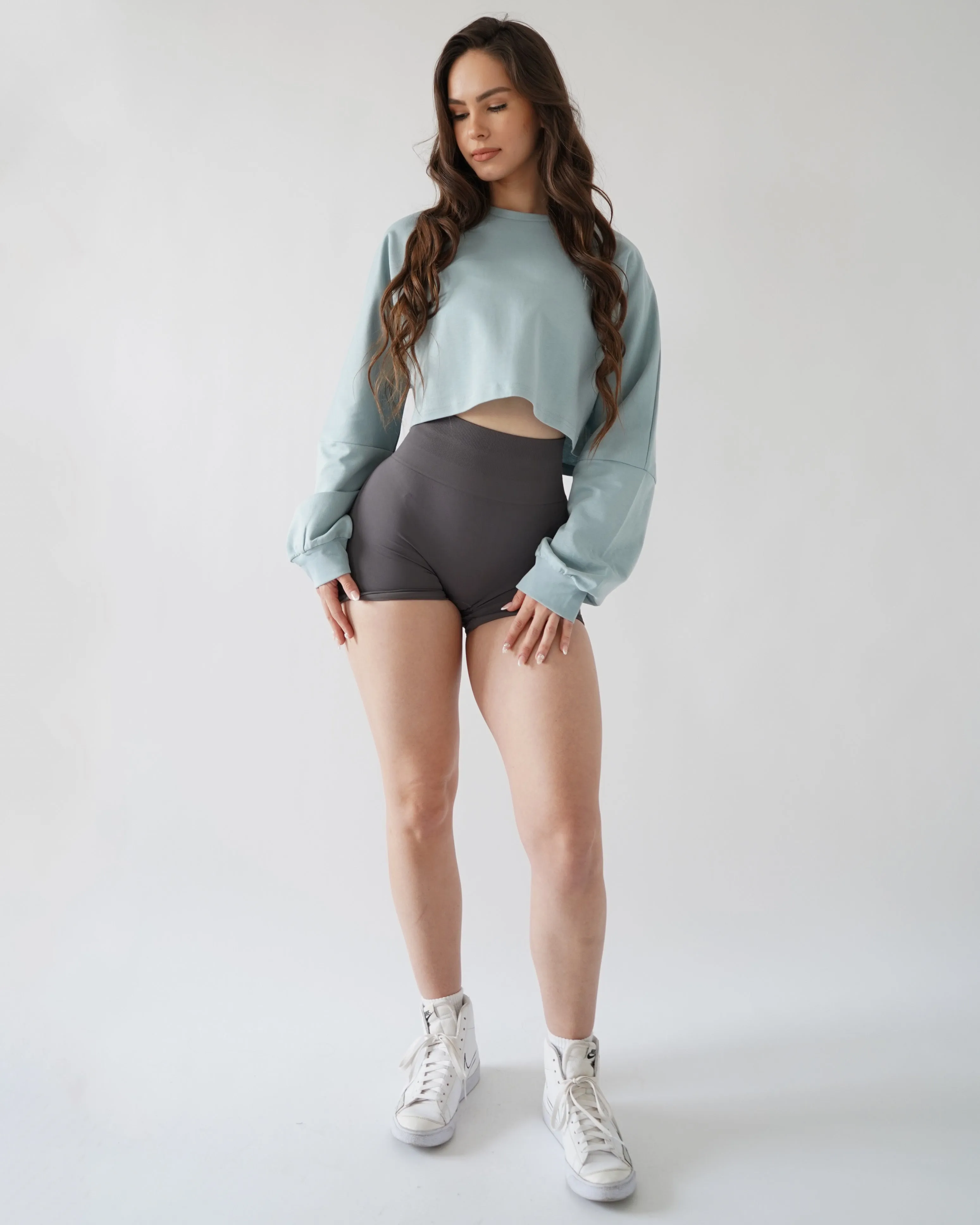 Relaxed Crop Long Sleeve - Ice