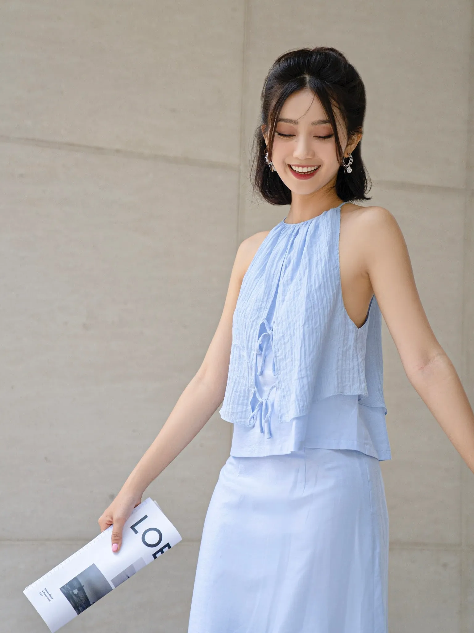 Solar Sky Blue Sleepless Top and High Flow Skirt - Gu Fashion | Vietnam Fashion Store