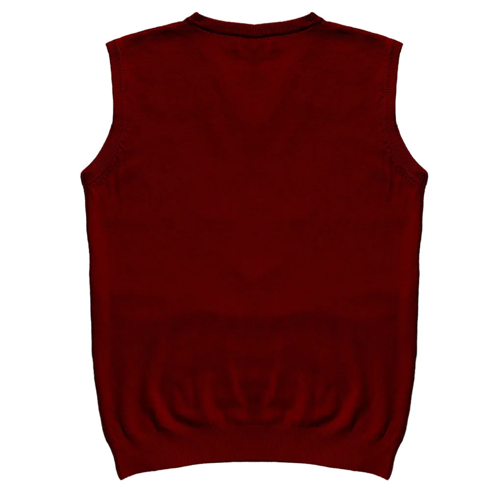 Solid Burgundy Mens V-Neck Sweater Vest