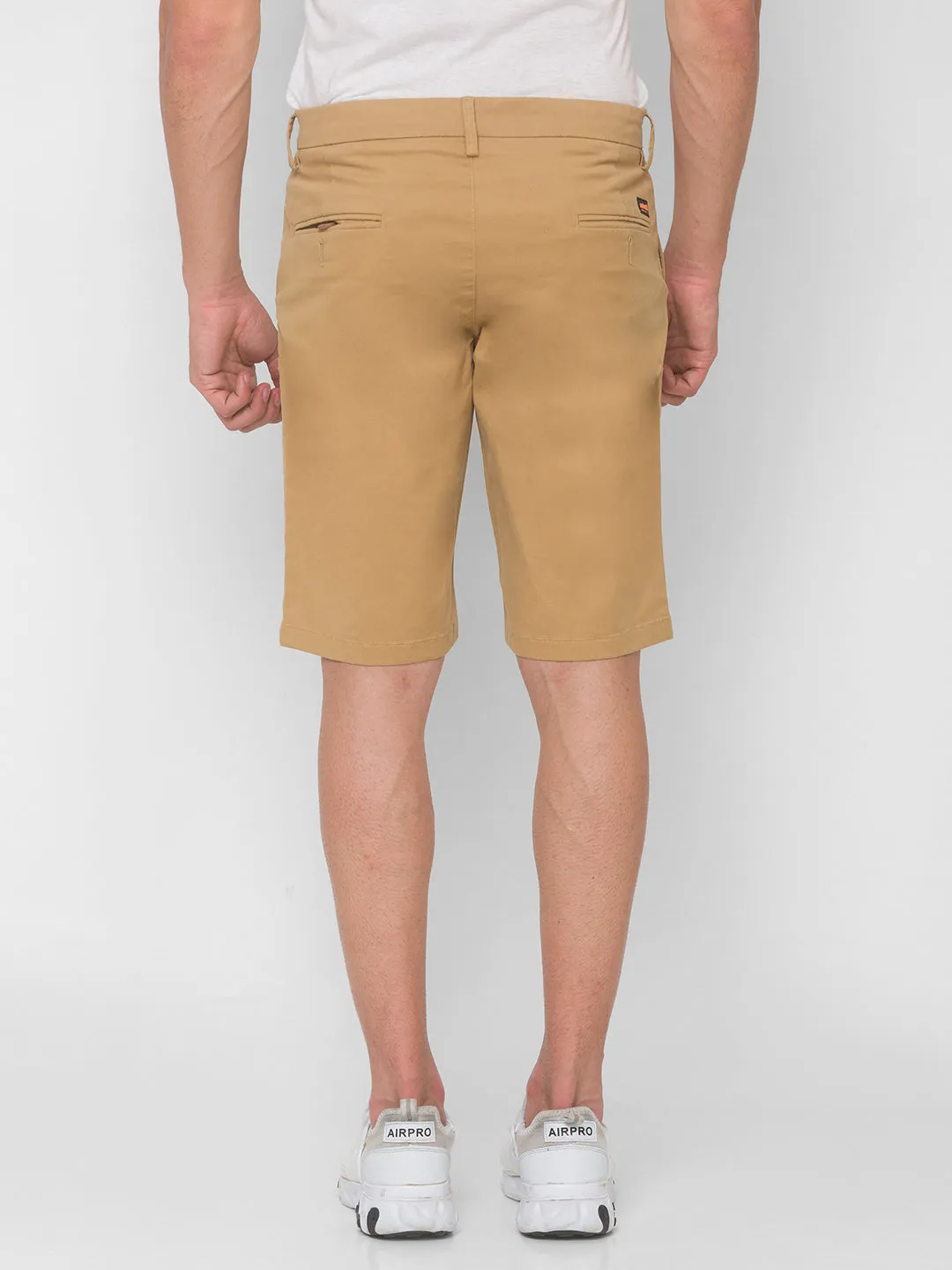 Spykar Men Beige Solid Relaxed Mid-Rise Shorts (Relaxed)