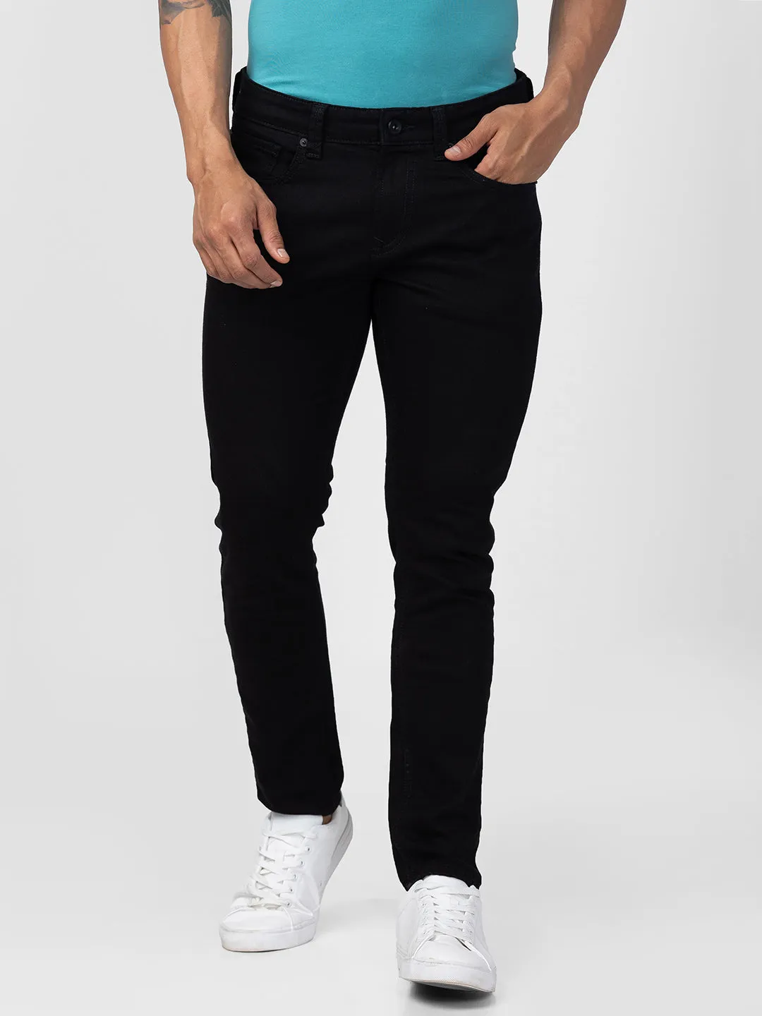 Spykar Men Black Cotton Super Slim Fit Ankle Length Jeans (Super Skinny )