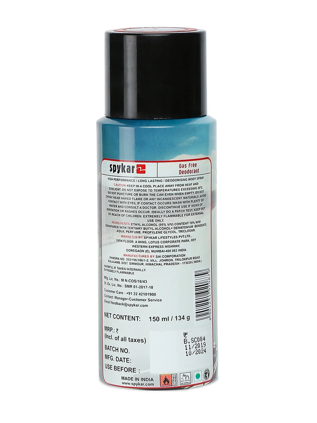 Spykar Men Blue Brake-Free Gas Free Deodorant