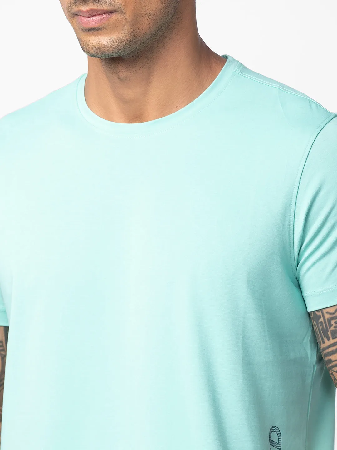 Spykar Men Ice Green Cotton Regular Fit Half Sleeve Printed T-Shirt