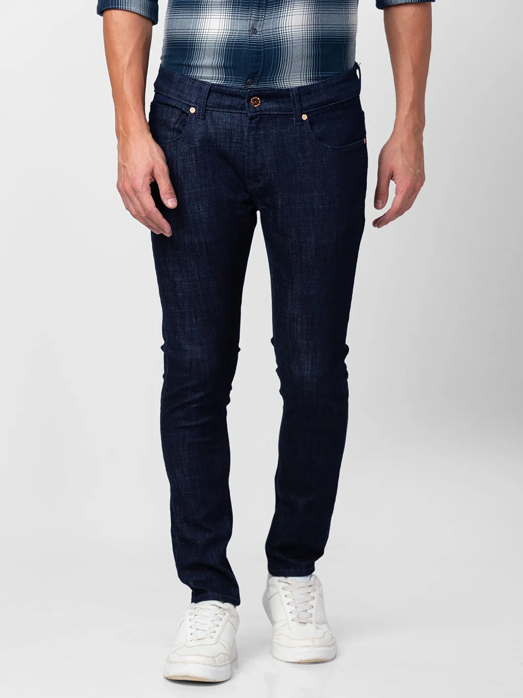 Spykar Men Raw Blue Cotton Slim Fit Tapered Length Jeans (Kano)