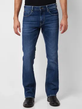 Spykar Mid Rise Bootcut Fit Blue Jeans For Men