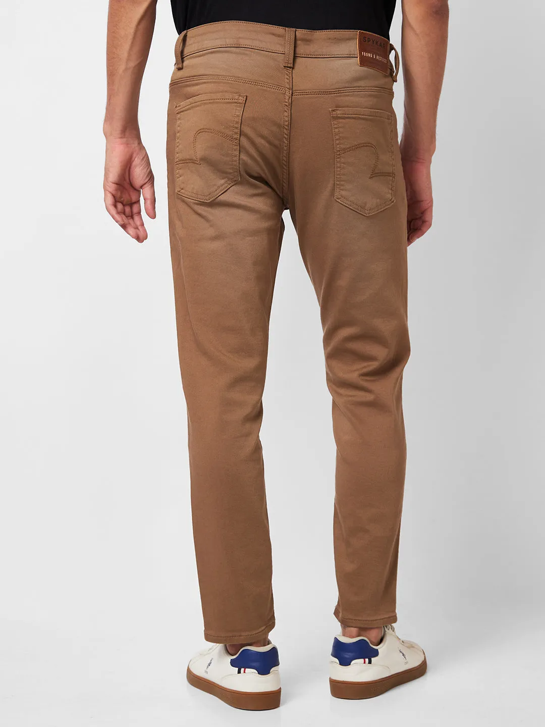 Spykar Mid Rise Slim Fit Brown Jeans For Men