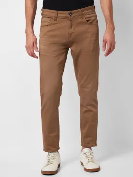 Spykar Mid Rise Slim Fit Brown Jeans For Men