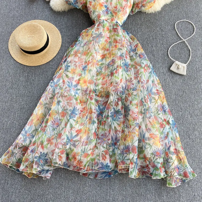 Stylish A line floral off shoulder dress fashion dress    S94