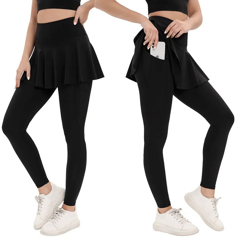 Stylish Elastic Women's Leggings-Skirt with Secret Pockets for Training - SF1357