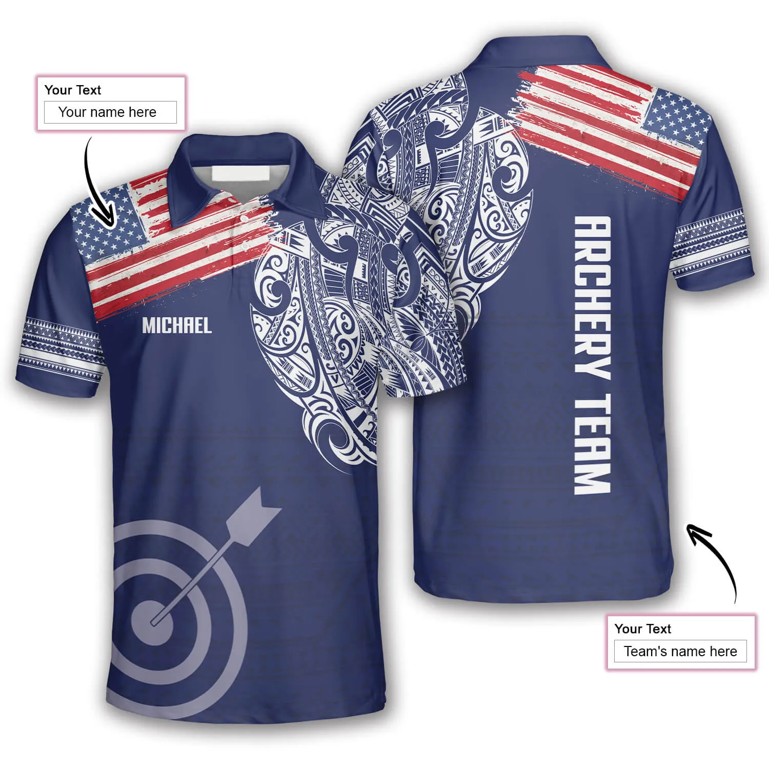 US Flag Tribal Pattern Custom Archery Shirts For Men, 3D All Over Print Archery Shirt, Flag Shirt