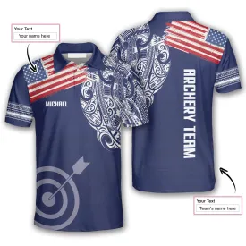 US Flag Tribal Pattern Custom Archery Shirts For Men, 3D All Over Print Archery Shirt, Flag Shirt