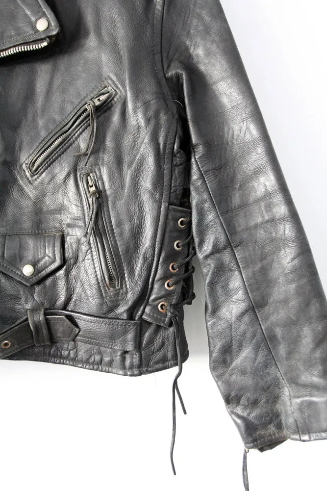 vintage 70s leather motorcycle jacket