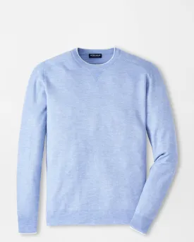 VOYAGER CASHMERE-SILK SADDLE SHOULDER CREW NECK SWEATER - TAHOE BLUE