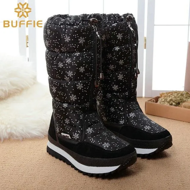 Winter boots High Women Snow Boots plush Warm shoes Plus size 35 to big 42 easy wear girl  zip shoes female hot boots