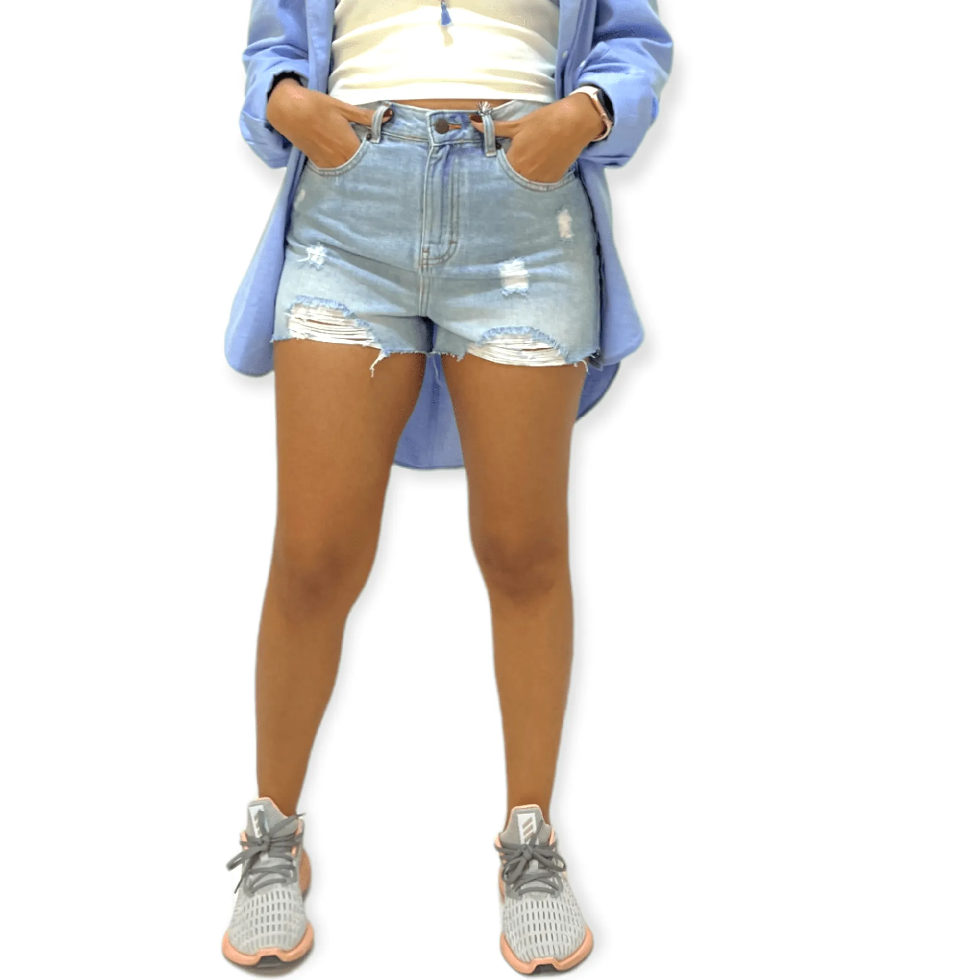 Women Jeans Shorts - Baby Blue