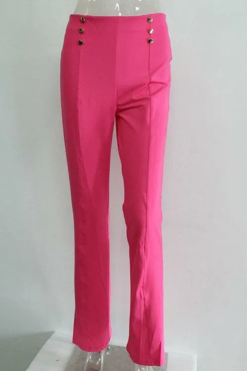 Women Solid Color Wide Leg Pants High Waist Flared Trousers Sliming