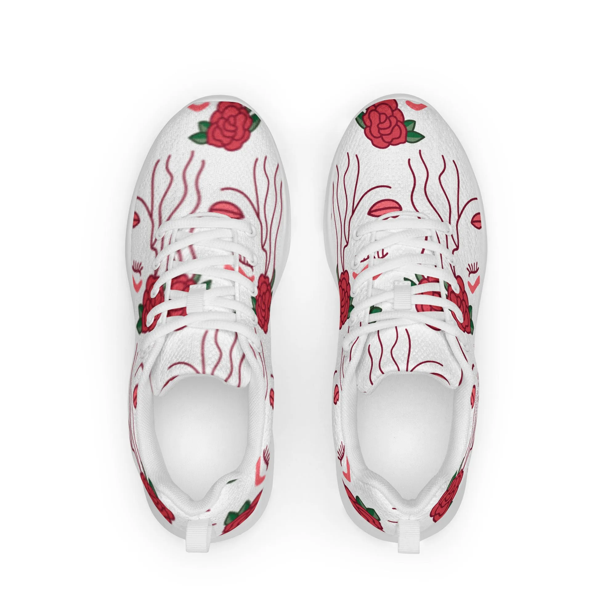 Women’s athletic sneaker with Abstract Hair Rose Pattern- Ivy