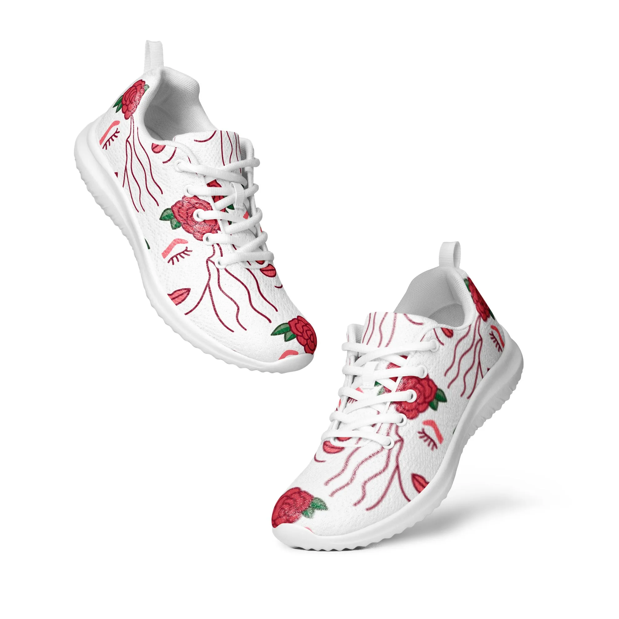 Women’s athletic sneaker with Abstract Hair Rose Pattern- Ivy