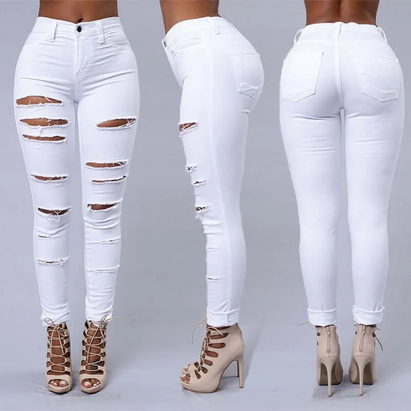 Women's Hot sale !  Ripped jeans sexy skinny denim fashion Streetwear casual pencil pants