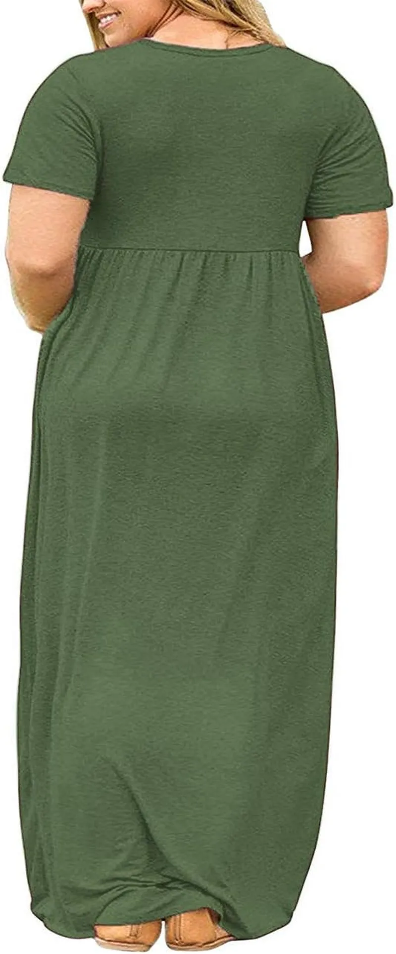 Women’S plus Size Maxi Dresses Summer Casual Short Sleeve Fahion Long Dress with Pockets